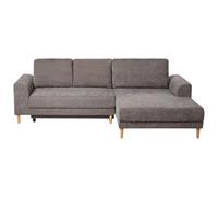 Corner Sofa Bed 3 Seater NUBORG Chenille Taupe with Storage Left Hand