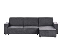 Corner Sofa Bed 3 Seater ROMEDAL II Fabric Graphite Grey Left Hand