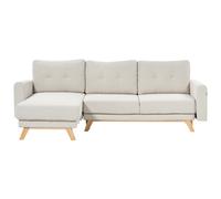 Corner Sofa Bed 3 Seater SIRO Fabric Light Beige with Storage Right Hand