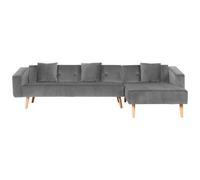 Corner Sofa Bed 4 Seater VADSO Velvet Grey Left Hand