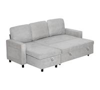 Corner Sofa Bed Charcoal Grey 200x126.5x85cm Linen L-Shape 3-Seater with Storage