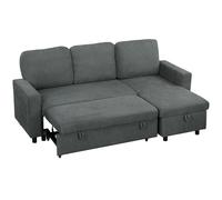 Corner Sofa Bed Charcoal Grey Linen 200W x 126.5Dcm x 85Hcm Reversible Chaise UK