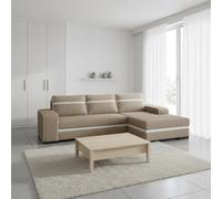 Corner Sofa Bed Finn With Storage Container Wooden Frame Sinuous Spring Wooden Legs 285X165X90Cm Beige And White Right