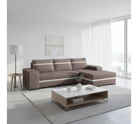 Corner Sofa Bed Finn With Storage Container Wooden Frame Sinuous Spring Wooden Legs 285X165X90Cm Brown And White Right