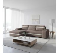 Corner Sofa Bed Finn With Storage Container Wooden Frame Sinuous Spring Wooden Legs 285X165X90Cm Brown And White Left
