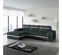 Corner Sofa Bed Finn With Storage Container Wooden Frame Sinuous Spring Wooden Legs 285X165X90Cm Graphite And White Left