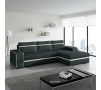 Corner Sofa Bed Finn With Storage Container Wooden Frame Sinuous Spring Wooden Legs 285X165X90Cm Graphite And White Right
