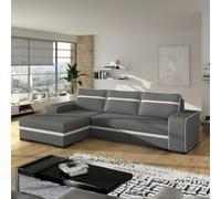 Corner Sofa Bed Finn With Storage Container Wooden Frame Sinuous Spring Wooden Legs 285X165X90Cm Grey And White Left