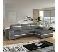 Corner Sofa Bed Finn With Storage Container Wooden Frame Sinuous Spring Wooden Legs 285X165X90Cm Grey And White Right
