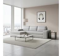 Corner Sofa Bed Finn With Storage Container Wooden Frame Sinuous Spring Wooden Legs 285X165X90Cm Light Grey And White Left
