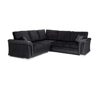 Corner Sofa Bed Vigo Black Fabric/ Faux Leather Formal Back Cushions