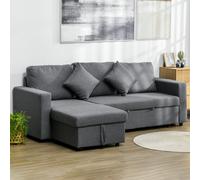 Corner Sofa Bed with Storage, 3 Seater Pull Out Sofa Bed, Dark Grey