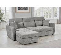 Corner Sofa Bed With Storage In Grey Chenille Fabric 1C2 Sofabed