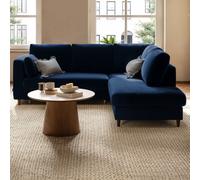 Corner Sofa Bed with Storage in Navy Blue Velvet - 4 Seater