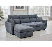 Corner Sofa Bed With Storage In Pale Blue Chenille Fabric 1C2 Sofabed