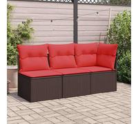Corner Sofa Brown 55x55x37 cm Poly Rattan Cushioned Outdoor Modular Set 3-Seater
