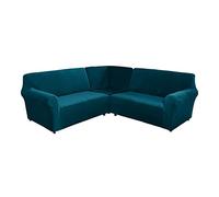 Corner Sofa Cover 5-Seater / 7 Seater L-Shaped Set of 3 - High Stretch Soft Velvet Corner Sectional Sofa Cover Couch Covers for L Shape Corner Sofa Furniture Protector for Living Room (Deepwater Blue,
