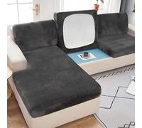 Corner Sofa Cover, High Stretch couch cover, Non-Slip, Washable, All-Inclusive Furniture Protector, for 1 2 3 4 Seater & L-shape Sofas Pet-friendly Dark Grey 2 Seater Cover L: 95-135cm- W: 65-95cm