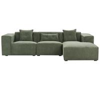 Corner Sofa 3 Seater DOLVA Chenille Dark Green Left Hand