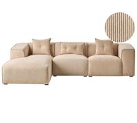 Corner Sofa 3 Seater DOLVA Corduroy Beige Right Hand