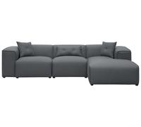 Corner Sofa 3 Seater DOLVA Fabric Dark Grey Left Hand