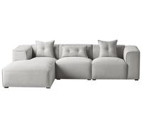 Corner Sofa DOLVA Fabric Light Grey 3 Seater Right Hand
