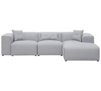 Corner Sofa 3 Seater DOLVA Fabric Light Grey Left Hand