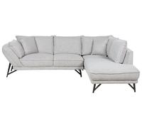 Corner Sofa 3 Seater ELGA Linen Light Grey Left Hand