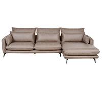 Beliani Corner Sofa 3 Seater Gallo Faux Suede Light Brown Left Hand