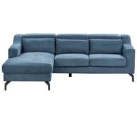 Beliani Corner Sofa 4 Seater Glosli Chenille Blue Right Hand