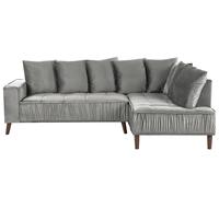 Corner Sofa 3 Seater GRENA Velvet Light Grey Left Hand