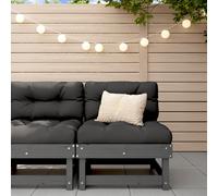 Corner sofa grey pine 61x61x62 cm solid pinewood with beige cushions modular set