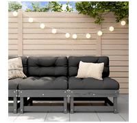 Corner sofa Grey Pine Solid Pinewood 61x61x62cm Modular Outdoor with Cushions UK