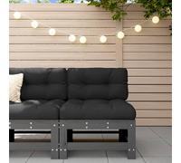 Corner sofa grey pine solid pinewood 63.5x63.5x60cm with beige cushions modular