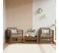 Corner Sofa Honey Brown Solid Pinewood Modular Outdoor 63.5x63.5x60 cm Cushions