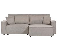 Sofa Bed 3 Seater KARILA Fabric Taupe with Storage Left Hand