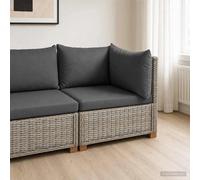 Corner Sofa Kubu Grey Natural Rattan 72x72x66cm Solid Mahogany Frame Single Seat