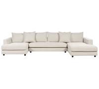 Beliani Corner Sofa 5 Seater Lilviken Fabric Light Beige