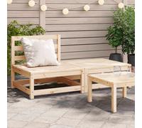 Corner Sofa Natural Pine Solid Wood 70x70x67cm Modular Patio Slatted 2pc Set.