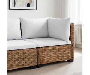 Corner Sofa Natural Rattan Mahogany Frame 72x72x66cm Single Seat Cozy Removable.