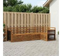 Corner sofa Natural Solid Acacia Wood 63x63x73cm Modular Slatted Outdoor Set 4pc