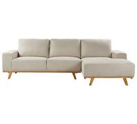Beliani Corner Sofa 3 Seater Nora Fabric Beige Left Hand