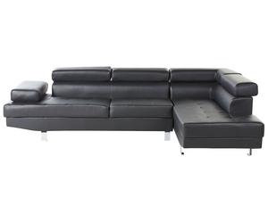 Corner Sofa NORREA Black Faux Leather Left Hand