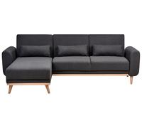 Beliani Corner Sofa Bed 3 Seater Ollsta Fabric Black Right Hand