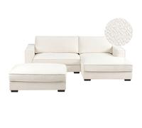 Beliani Corner Sofa Renders With Ottoman Boucle Off-White Left Hand