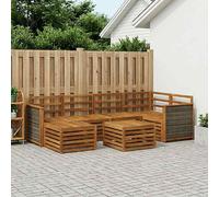 Corner Sofa Set 6pc Natural Solid Acacia Wood Modular 63x59x73cm Seats for Patio