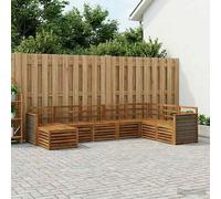 Corner sofa set 8pcs Natural Solid Acacia Wood Modular 63x63x73cm Weatherproof.