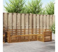 Corner Sofa Set Natural Solid Acacia Wood 5pcs 251x132.5x73cm Outdoor Lacquered