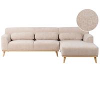 Corner Sofa 3 Seater SIMOS Chenille Beige Left Hand