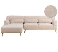 Beliani Corner Sofa 3 Seater Simos Chenille Beige Right Hand